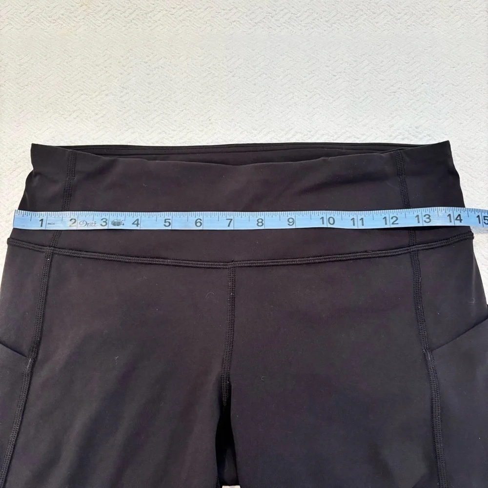 Lululemon Wunder Under Black Crop Leggings Size 6 Mesh Detail Drawstring Pockets